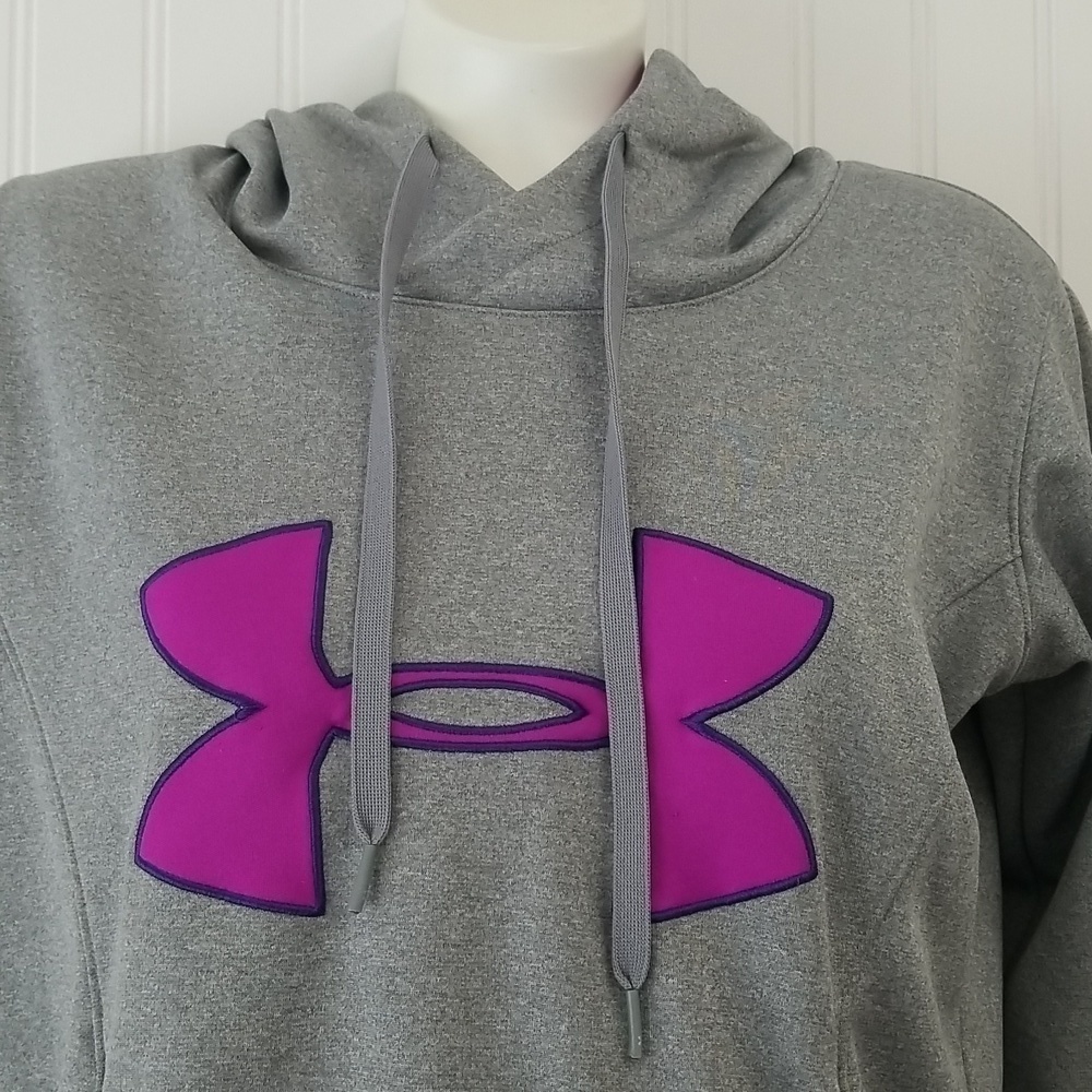 Under Armour Semi Fitted Cold Gear Storm Hoodie Gray Purple - Picture 2 of 7